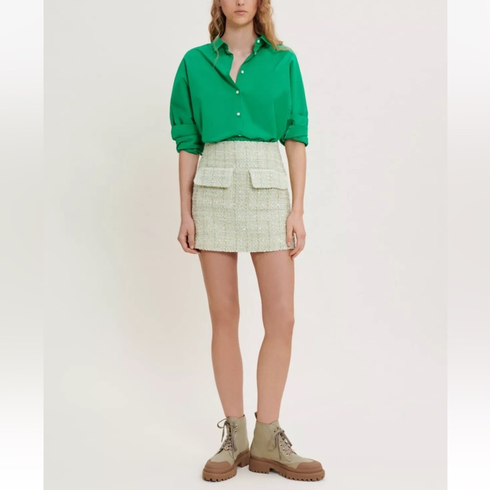 Maje Size 1 - Green with silver thread skirt- like new